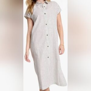 Calia Swim Cover-up Dress. Women's. Medium. Yucatan Stripe Ivory. Linen.